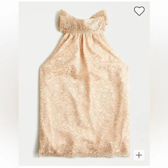 J.Crew Tie Neck Top In cream with Metallic gold Lace Blouse sz Small - Picture 3 of 11